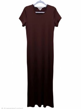 Giani Bini Short Sleeve Body-con Maxi Dress in Chocolate Brown